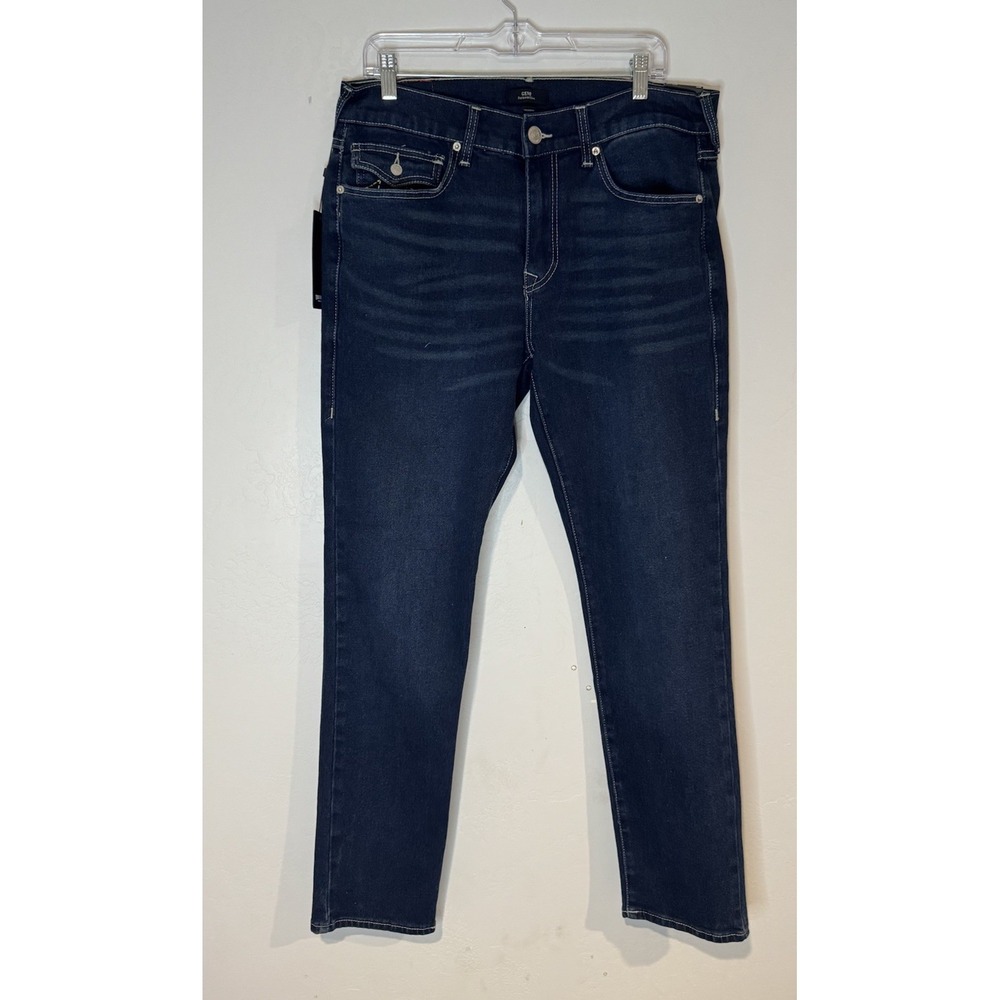 True Religion Geno Sn Slim Jeans Dark Oak Wash Men's 33x32 Relaxed Stretch Denim
